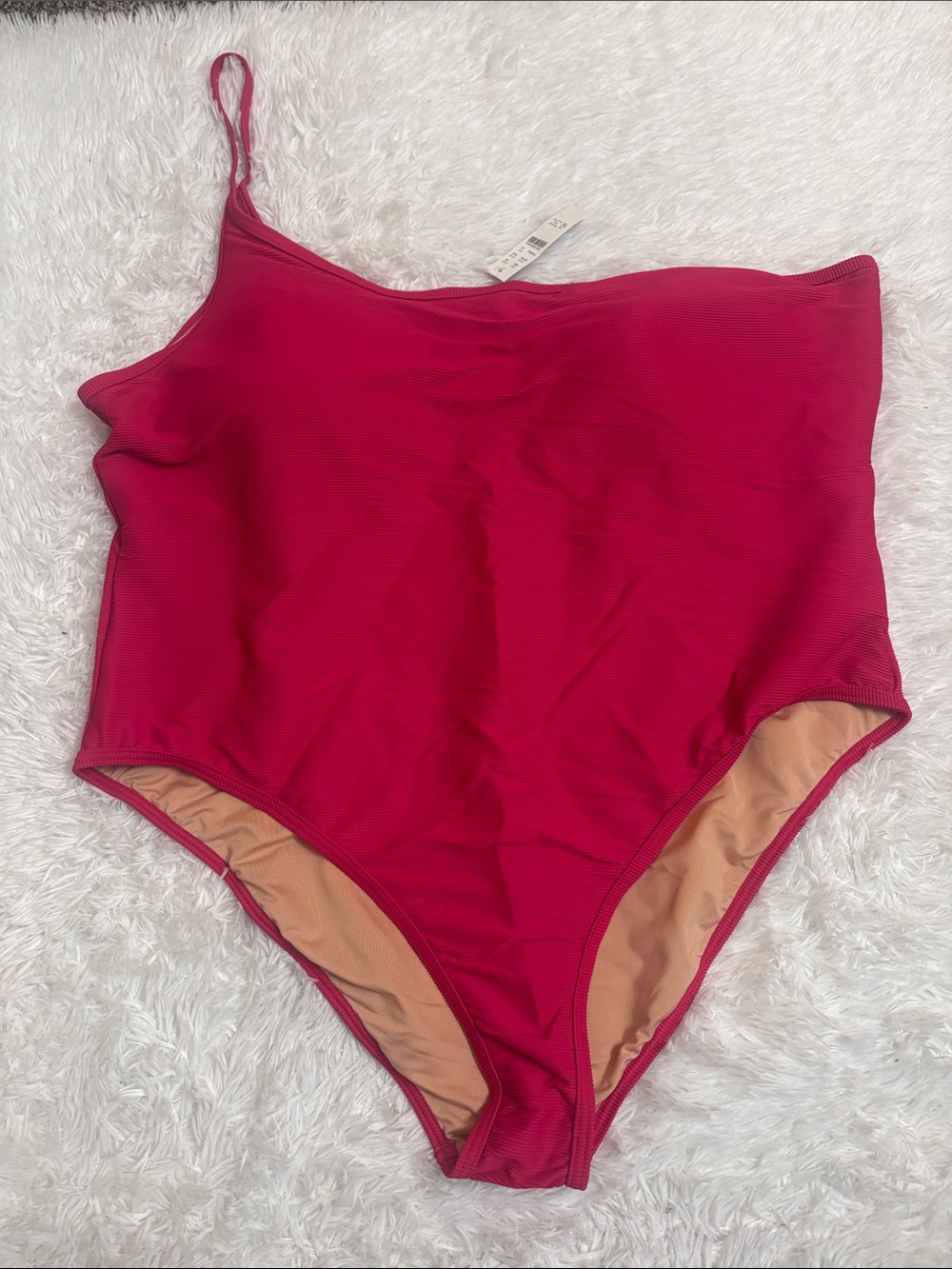 NWT J. Crew Pink Ribbed One Strap One Piece Swimsuit Size 24
